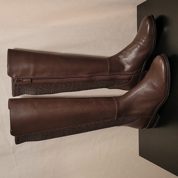 Cole Haan Rockland Chestnut Brown Leather Riding Boots - Picture 2 of 12
